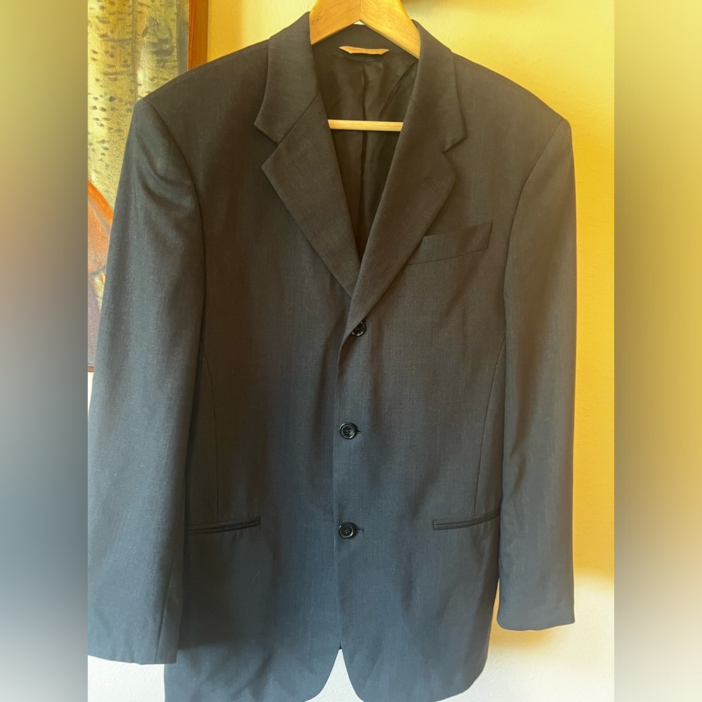 Donna Karen Signature 100% Wool Dark Gray 30R Suit Coat Made in Italy DKNY